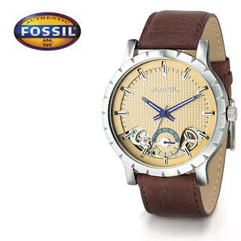 BRAND NEW Twist Collection Dual Movement Stainless Steel Skeleton Dial Leather Strap Mens Watch