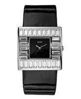 BRAND NEW LADIES GUESS  Martini Black leather strap Square face crystal-like accent*STUNNING MODEL*