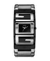BRAND NEW LADIES GUESS  Black resin and metal rectangular dial  W12055L5 *Beautiful piece*
