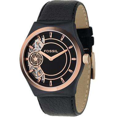 BRAND NEW MENS Fossil Twist Collection Black Leather Strap Automatic watch **stunning model**