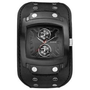 BRAND NEW GUESS 'Phantom' Gents Multifunctional Black Dial Black Leather Strap Watch