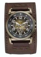 BRAND NEW GUESS? Men's  Antique Gold-Tone Stainless Steel and Brown Leather watch**stunning**