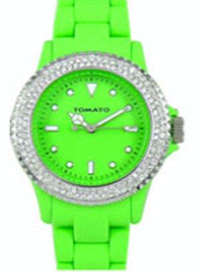BRAND NEW TOMATO LADIES FASHION WATCH GREEN STRAP, GREEN DIAL WITH STONES T633101**STUNNING MODEL**