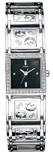 BRAND NEW Guess Ladies Watch W80007L2 Black Enamel Dial, Silver Steel Bracelet,Steel case "G" Band