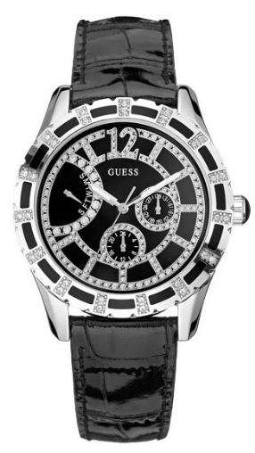 BRAND NEW GUESS Ladies Celestial Black and Silver Stone Set Watch W15054L2