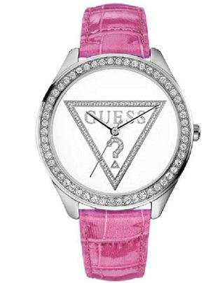 BRAND NEW Guess W65006L3 Mini Triangle 25th Anniversary Women's Pink Leather Watch