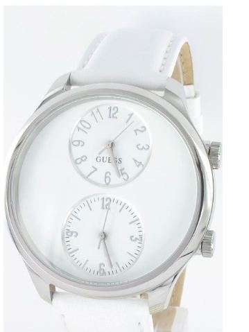 BRAND NEW GUESS Ladies White Leather strap White Dial Dual Time watch W95070G1**STUNNING MODEL**