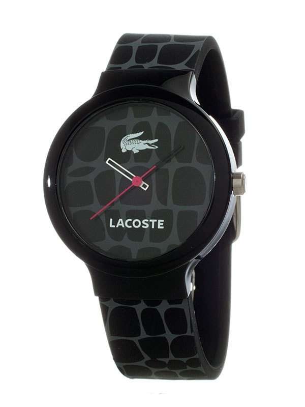 BRAND NEW LACOSTE UNISEX Black and Grey Silicon Patterned watch 2010527 **stunning model**