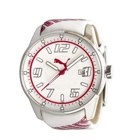 BRAND NEW PUMA Women's PU101822001 White and Pink Race Cat 3-Hand-Date  White Dial Watch**STUNNING**