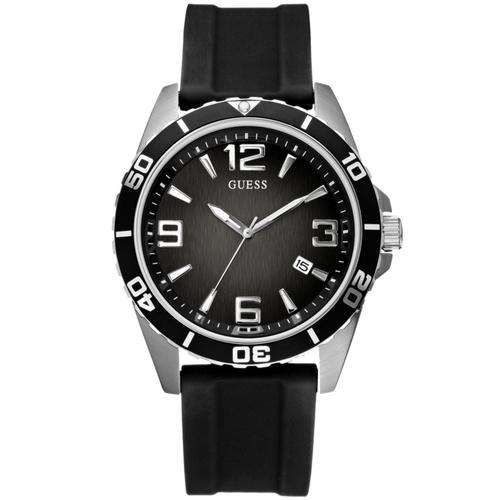 BRAND NEW GUESS  Men's Coupe Black Silicone Strap Watch Date Display W80054G1 **TRENDY Timepiece**