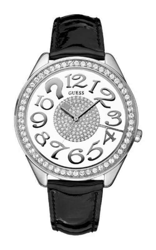 BRAND NEW GUESS LADIES Sport  Steel Series Black Leather  Crystal encrusted Trendy Watch *STUNNING*
