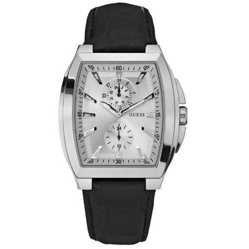 BRAND NEW GUESS Men's Dress Black Leather Reactangle  Date,Second-hand features **CLASSY Timepiece**