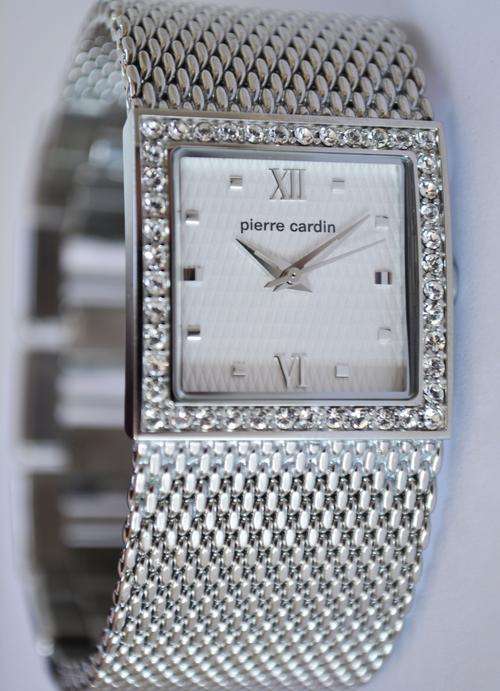 BRAND NEW Pierre Cardin Ladies Mesh Stainless Steel band watch with Stones **MAGNIFICENT TIMEPIECE**