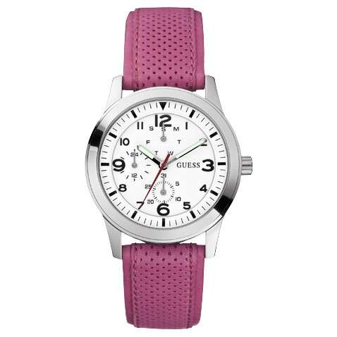 BRAND NEW GUESS  Ladies Jewelry Watch  Pink Leather Strap White Dial W85085L3 **STUNNING MODEL**