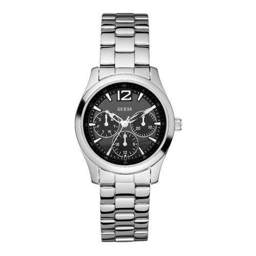 BRAND NEW Guess Ladies Multifunctional Black Dial Stainless Steel Bracelet Watch *CLASSY Timepiece**