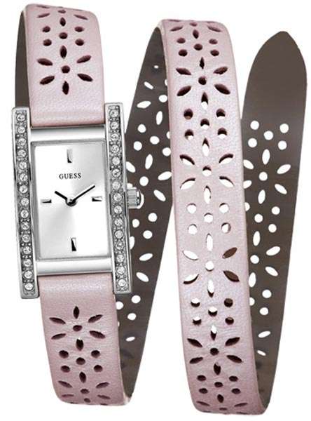 BRAND NEW GUESS Ladies Trend Series Watch Pink Leather Strap Stainless Steel case with crystals