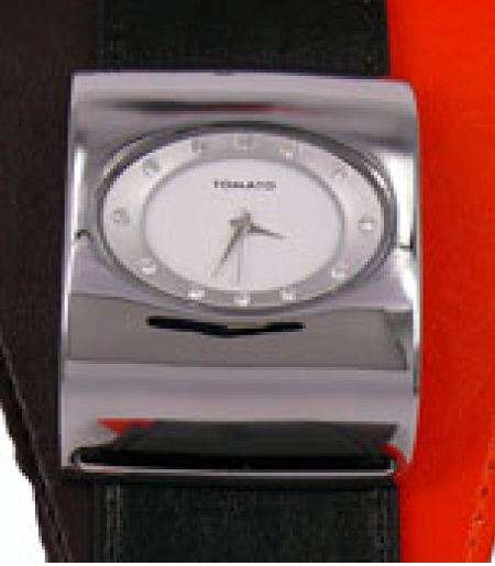 BRAND NEW TOMATO LADIES  STAINLESS STEEL OVAL INTERCHANGE STRAPS BLK BRN ORANGE**BEAUTIFUL WATCH**