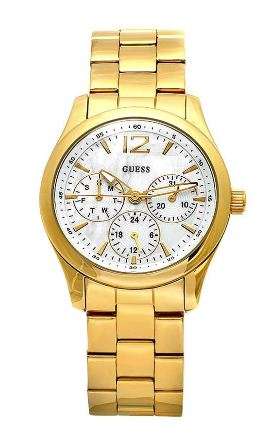 BRAND NEW Guess Ladies Multifunctional Mother of Pearl Dial Gold Bracelet Watch *CLASSY Timepiece*