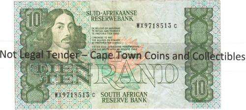 SA R10 G De Kock 1985 replacement note, F condition.