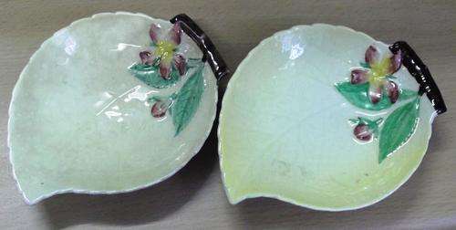 Vintage pair of Carlton ware bonbon dishes, with leaf design