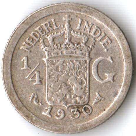 Netherlands East Indies 1/4 Gulden 1930 silver - as per scan