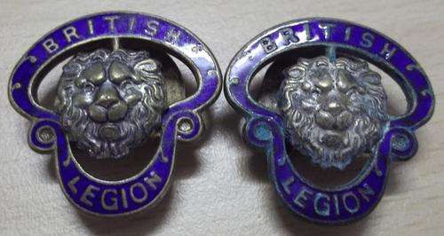 Pair of British Legion buttonhole badges, numbered