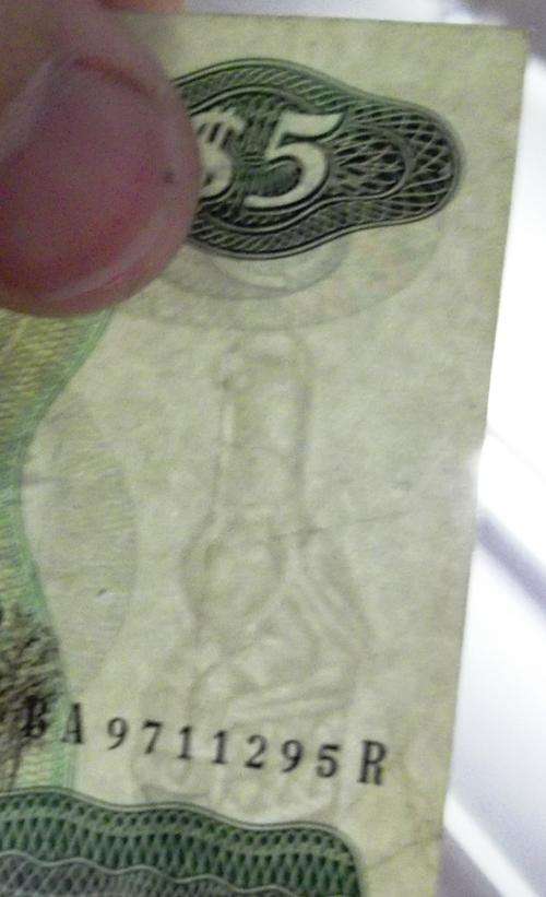 Zimbabwe 5 Dollars 1994 P.2e F condition *long neck watermark*