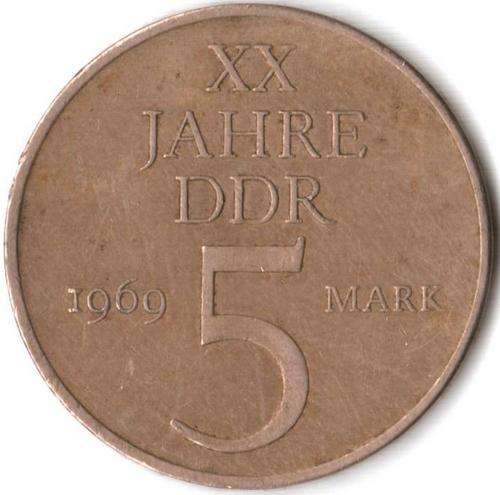 East Germany 5 Mark 1969 - as per scan