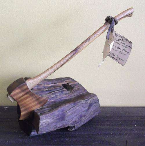 Wooden carving 'The woodman's axe' by Mike Ferguson, Knysna