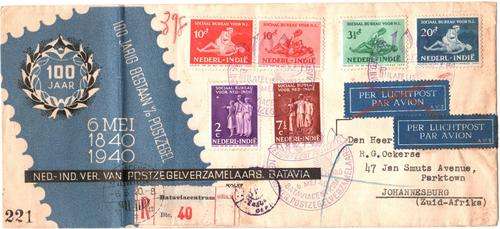 Postal History - Dutch India to Johannesburg Airmail, interesting item