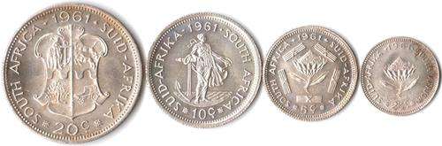 1961 UNC set - 2 1/2, 5, 10, 20 Cent coins