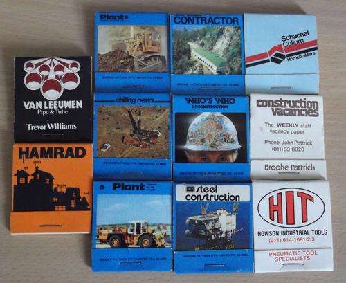 11 Vintage, SA industrial/construction matchbooks - unused