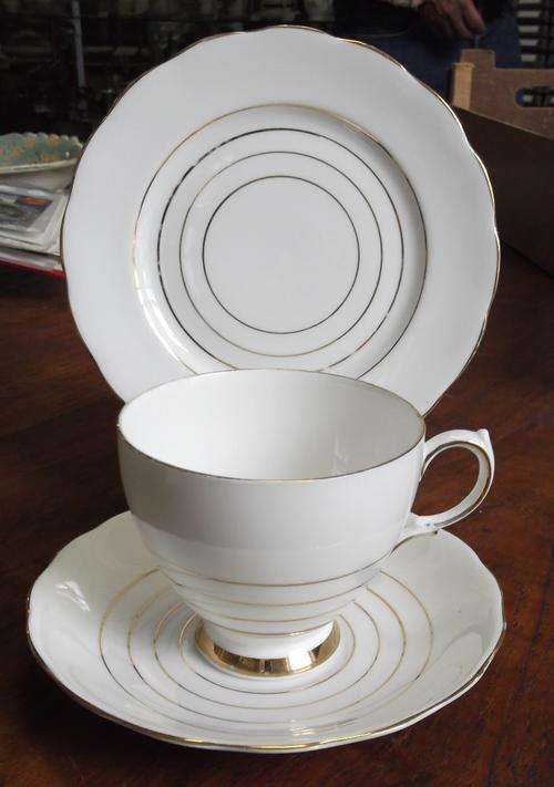 Gold gilded, Queen Anne trio, by Ridgway Potteries, England - as per photos