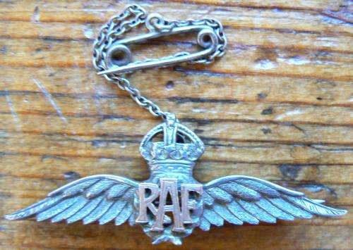 Royal Air Force (RAF) pilot sweetheart pin brooch on chain