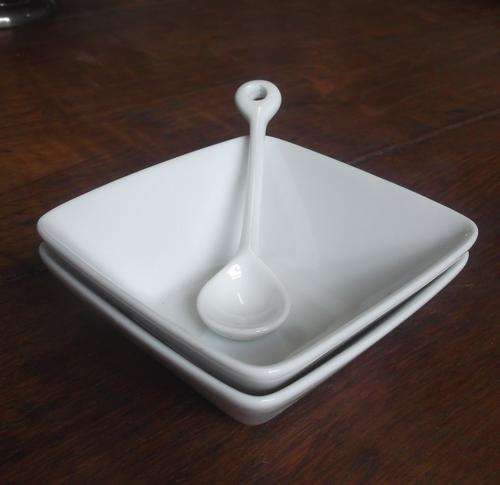 Royal Doulton, square sauce bowls with spoon
