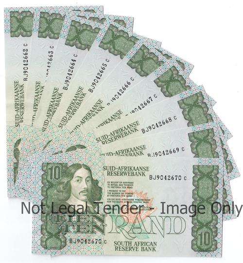 Stals R10 banknotes - 9 notes in sequence