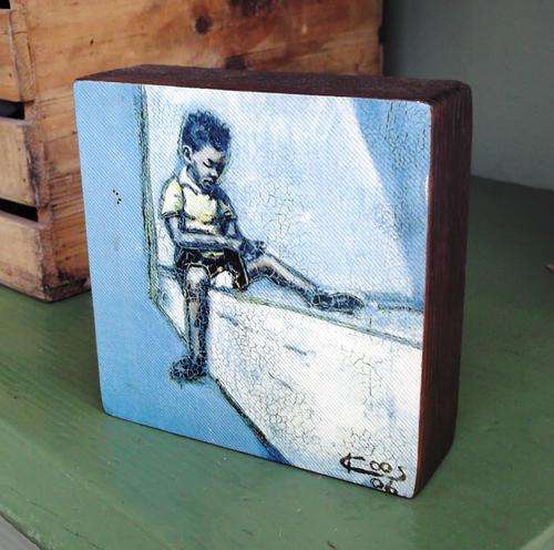 Mixed medium transfer on block wood - as per photos