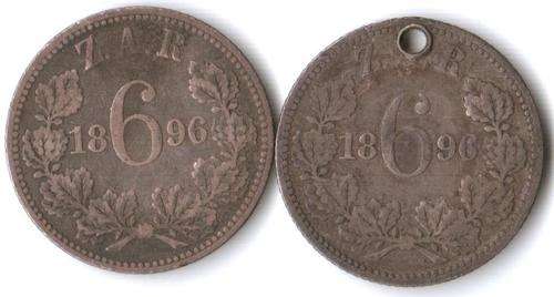 ZAR 6 Pence 1896(x2) - as per scans