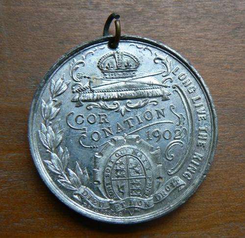 1902 Edward and Alexandra Coronation medallion white metal - excellent condition