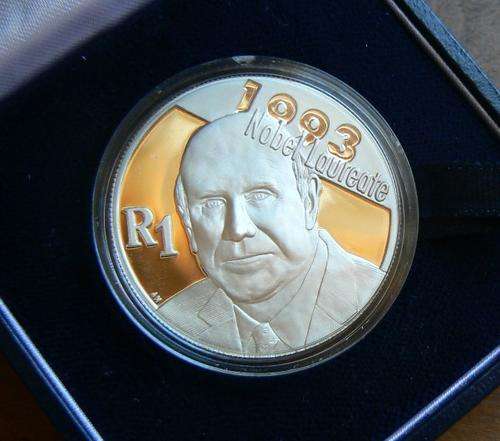 R1 silver proof 2007 De Klerk coin in SAM box with CoA - 2 available