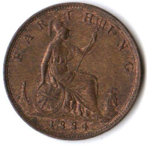 1884 Great Britain Farthing with toning