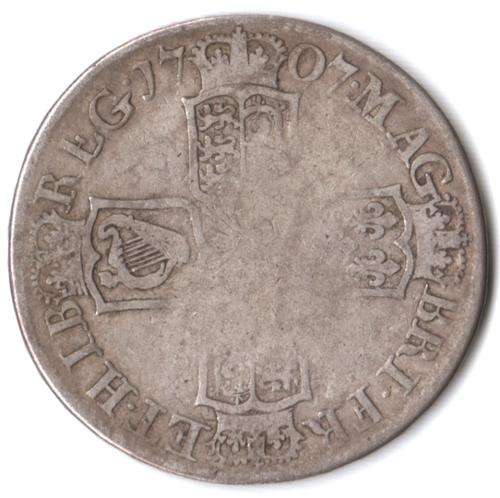 1707 Great Britain silver Half Crown, E below bust