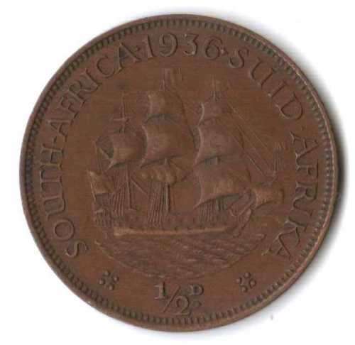 SA Union Half Penny 1936 high grade