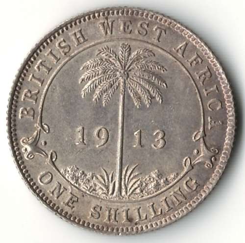 1913 British West Africa 1 Shilling *silver, excellent condition