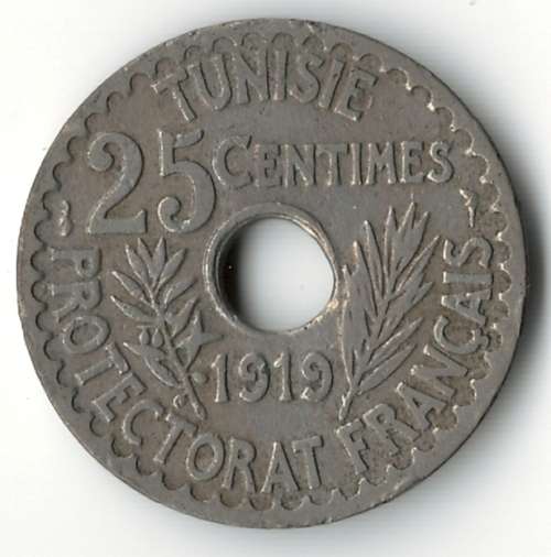 1919 Tunisia 25 Centimes