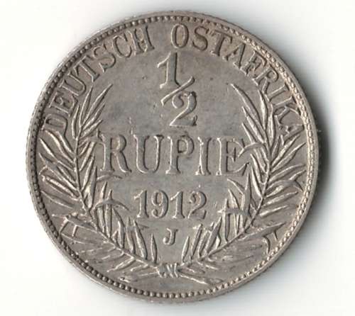 1912J German East Africa silver 1/2 Rupie *hard to find