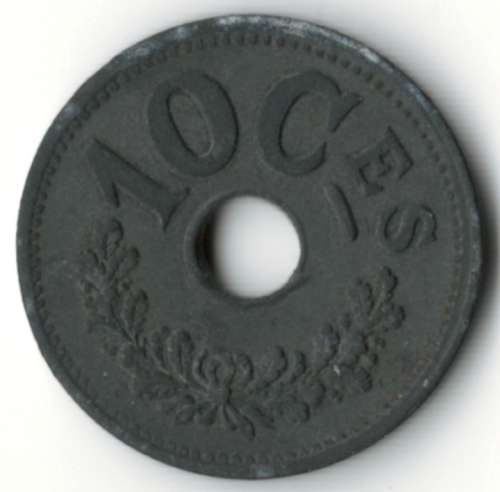 1915 Luxembourg 10 Centimes WWI zinc coin