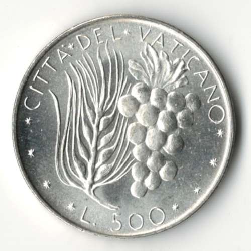 1975 Vatican 500 LIre *silver, UNC