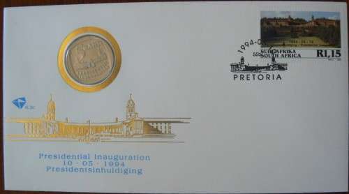 RSA 1994 Mandela 3 Inauguration FDCs - one with proof R5 (no steps) and 2x 6.3b