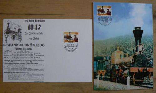 Switzerland 1997 special issue 2 maxi cards uncatalogued - 150 Years Swiss Rail & 140 Years Bahnpost